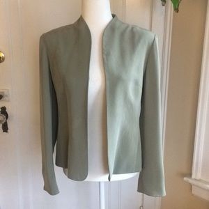 100% silk sage green blazer dress jacket